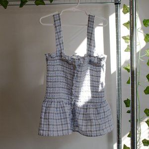 Dainty light blue ruched tank top